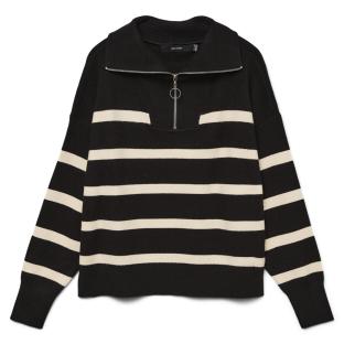 Pull Noir/beige Femme Vero Moda Saba vue 3
