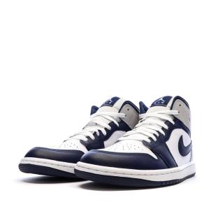 Air Jordan 1 Mid Blanche/Marine Homme Nike vue 6