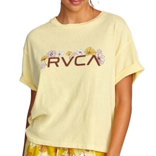 T-shirt Jaune Femme RVCA Retro Floral Ss pas cher