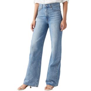 Jean Bleu Clair Femme Levi's Ribcage Wide Leg pas cher