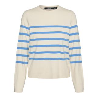 Pull Ecru/Bleu Femme Vero Moda Saba vue 3