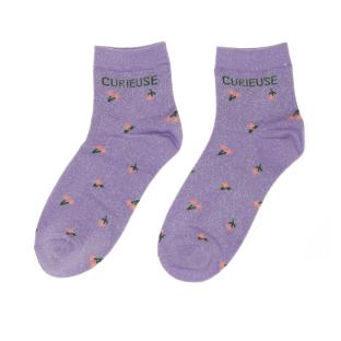 Lila Socken mit Blumenmuster für Damen von Stella Green Curieuse Ansicht 0