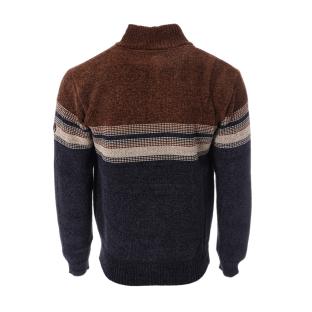 Pull Marine/Marron Homme RMS26 Chenille vue 2