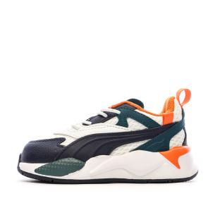 Baskets Blanc/Marine/Orange Garçon Puma Rs pas cher