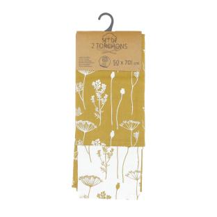 Set 2 Torchons Moutarde Capucine 50x70cm pas cher