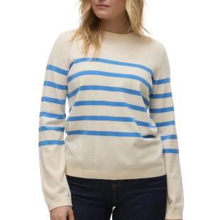 Pull Ecru/Bleu Femme Vero Moda Saba pas cher