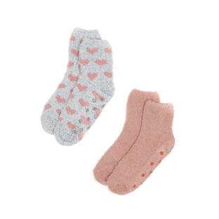 X2 Paires de Chaussettes Antidérapantes Gris/Rose Femme Casa Socks GC4 pas cher