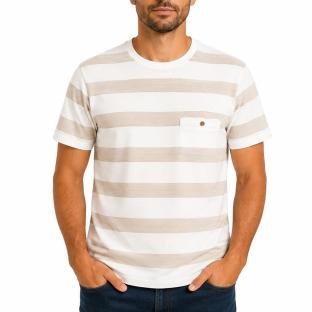 T-Shirt Blanc/Beige Homme RMS26 Rayures vue 0