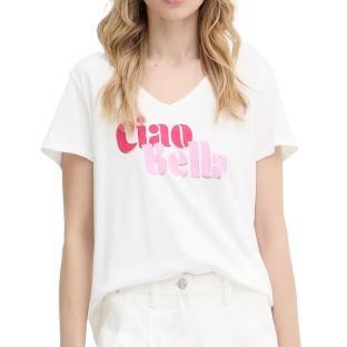 T-shirt Blanc/Rose Femme Morgan DBELLO pas cher