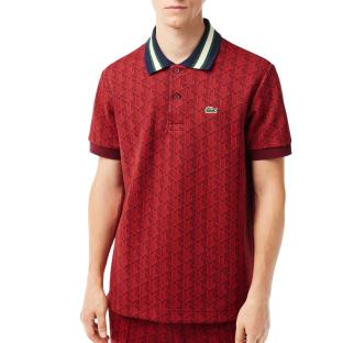 Polo Rouge Homme Lacoste Classic Monogram Jacquard vue 0