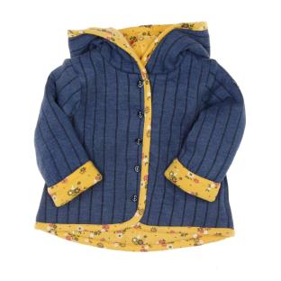 Veste réversible Bleu/Jaune à fleurs Fille EOM Ezeima pas cher