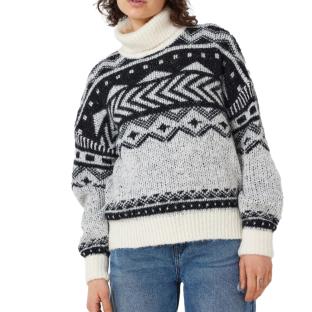 Pull Blanc/Noir Femme Noisy May Roll Neck pas cher