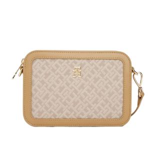 Sac Bandoulière Beige Femme Tommy Hilfiger Jacquard Camera pas cher