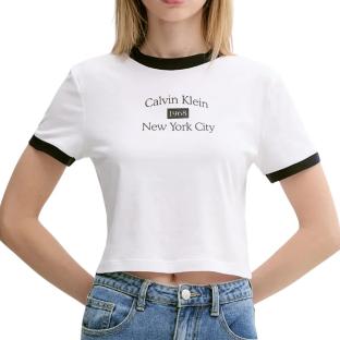 T-Shirt Blanc Femme Calvin Klein Jeans Drapey Jersey pas cher