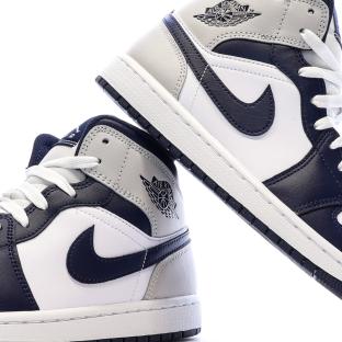 Air Jordan 1 Mid Blanche/Marine Homme Nike vue 7