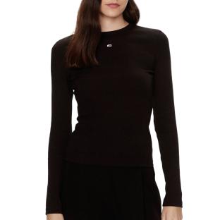 T-Shirt Manches Longues Noir Femme Tommy Hilfiger Essentials pas cher