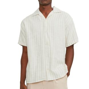 Chemisette Rayures Blanc/Beige Homme Jack & Jones Cabana pas cher