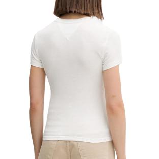 T-Shirt Slim Blanc Femme Tommy Hilfiger Logo vue 2
