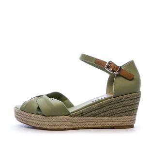 Sandales Compensées Kaki femme Tommy Hilfiger pas cher