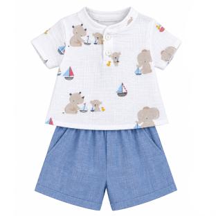 Ensemble Blanc/Bleu/Gris Bébé P'tit Mome Paolo vue 0