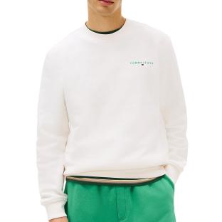 Sweat Blanc Homme Tommy Hilfiger Linear Crew vue 0