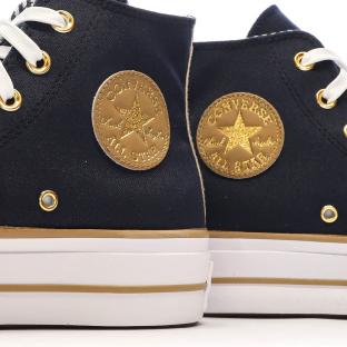 Baskets Noires Femme Converse All Star Lift Platform Herringbone vue 7