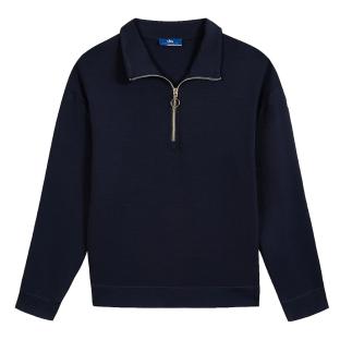 Damen-Sweatshirt mit 1/4-Reißverschluss, marineblau, TBS Craie Ansicht 0