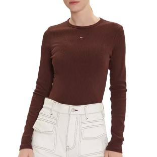 T-Shirt Manches Longues Marron Femme Tommy Hilfiger Essentials vue 0