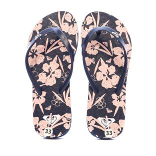Tong Marine à fleurs Fille Roxy The Sea Vanille vue 3