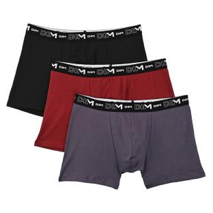 X3 Boxers Noir/Rouge/Violet Homme Dim Coton Stretch vue 0