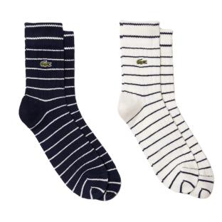 Lot de 2 paires de Chaussettes Blanches/Marines Homme/Femme Lacoste RA7869 pas cher