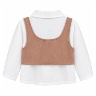Blouse Blanc/Beige Bébé Fille P'tit Mome Pauline vue 0