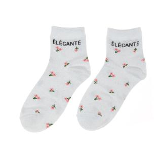 Graue Socken mit Blumenmuster für Damen „Stella Green“ – Elegant Ansicht 0