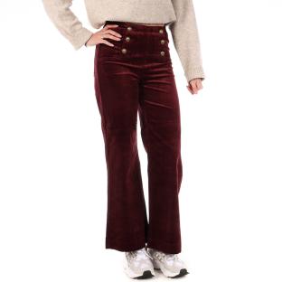 Pantalon en Velours Bordeaux Femme Oraije Victorine pas cher