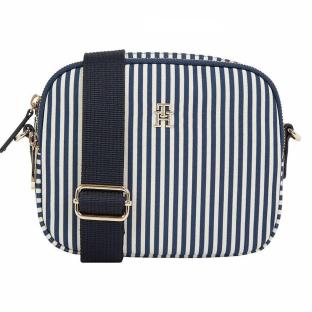 Sac à Bandoulière Marine/Beige Femme Tommy Hilfiger Poppy pas cher
