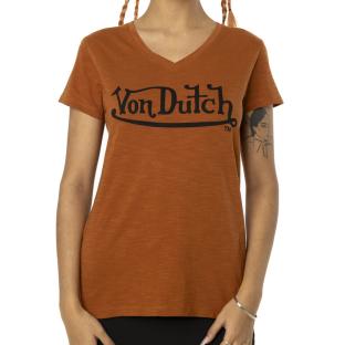 T-shirt Orange Femme Von Dutch Slub pas cher