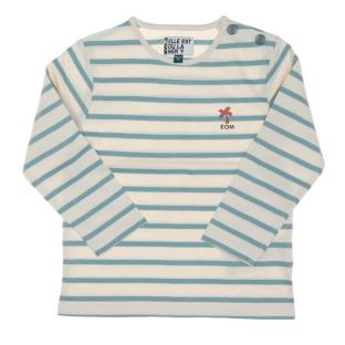 T-shirt à Rayures Beige/Turquoise Garçon EOM Eloris pas cher