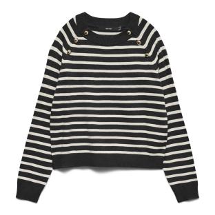 Pull à Rayures Noir/Blanc Femme Vero Moda Happy Button pas cher