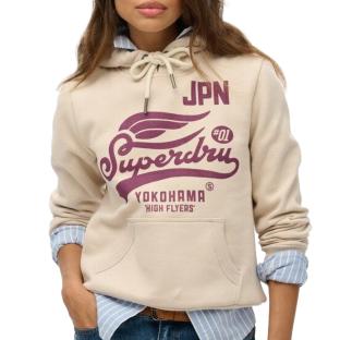 Sweat Beige Femme Superdry High Flyers Hood pas cher