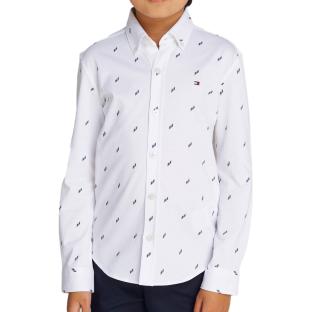Chemise Blanche/Bleu/Rouge Garçon Tommy Hilfiger Allover pas cher