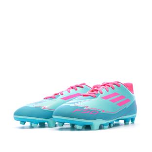 Botas de fútbol para niños Adidas F50 Club turquesa/rosa ver 0