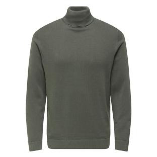 Pull Col roulé Gris Homme Only & Sons Reg 12 pas cher
