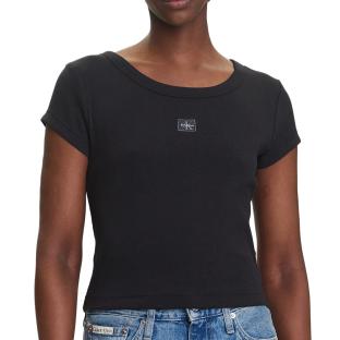T-Shirt Noir Femme Calvin Klein Label 2x2 pas cher