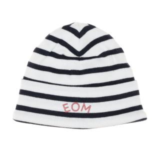 Bonnet à Rayure Blanc/Marine Garçon Bébé Elle est ou la mer Mousqua pas cher