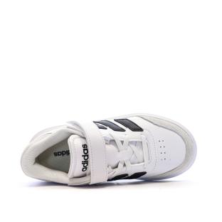 Baskets Blanches/Noir Garçon Adidas Courtblock vue 4