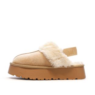 Sabots fourrés à élastique Beige Femme Xti Microfiber pas cher
