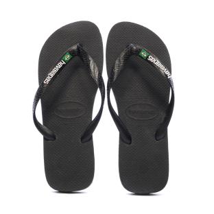 Tongs Noires/Jaunes Homme Havaianas Brasil Logo vue 3