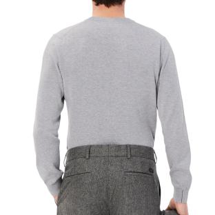 Pull Gris Homme Lacoste Organic Cotton Crew vue 2