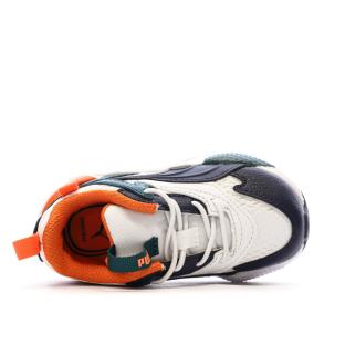 Baskets Blanc/Marine/Orange Garçon Puma Rs vue 4