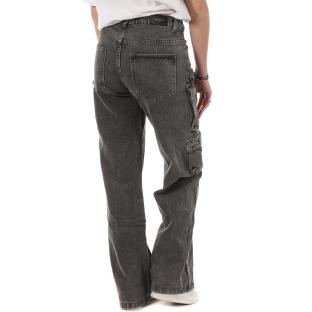 Jean Gris/Noir Femme Cargo Monday Premium Wide vue 2
